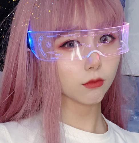 HULA LED Party Glasses, Cyberpunk Visor, Light Up Rave Glasses for Halloween (A)