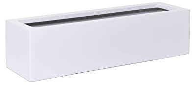 VIVANNO Blumenkasten Balkonkasten Pflanzkasten Fiberglas FLOBO weiß - 15x60x17 cm