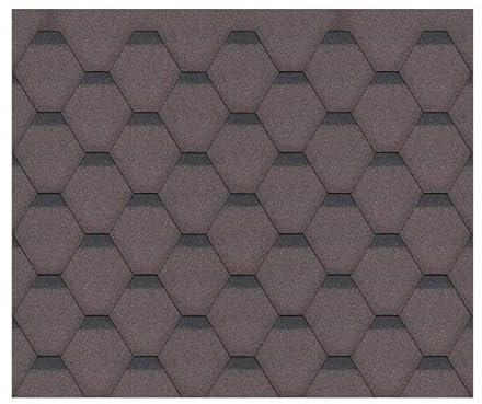 TIMBELA Bitumenschindeln-Set Hexagonal Rock H505BROWN, Braun Bitumen-Dacheindeckung M505 für Gartenhaus