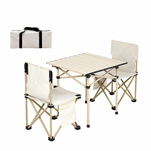 Klapptisch Und Stühle Für Den Außenbereich,Tragbarer Picknicktisch Und Stühle Im Freien,Klapptisch Und Stühle Terrassenmöbel-Sets,Für Garten Und Balkon, Wandern Und Reisen,3 Piece Set