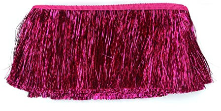 YYCRAFT Lametta-Fransenbordüre, Girlande, Tanzkostüm, Fransenbesatz, glänzender Folieneffekt, Party-Dekoration (9,1 m, Hot Pink)