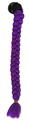 Motorrad Helm Zöpfe Dekoration,Motorrad Helm Zöpfe Pferdeschwanz Perücke Personalisierte Helm Haar Motorradhelm Braids Haarteile mit Saugnapf für Motorrad Roller Helm Zubehör Dekor,Lila