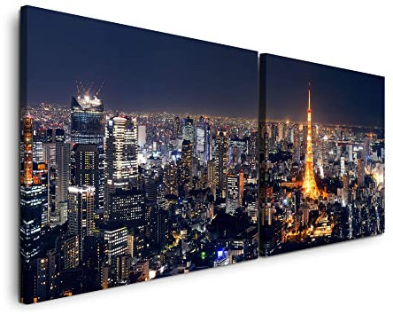 Paul Sinus Art Tokyo Skyline Wandbild in verschiedenen Größen Wähle Deine Größe 2x50x60cm