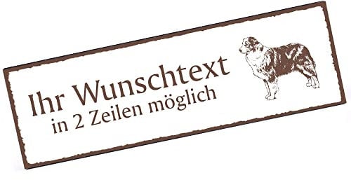 Türschild Australian Shepherd Namensschild personalisiert mit Gravur- 150mm x 50mm - selbstklebend