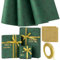 3PCS Papier d'Emballage Vert 50 x 70cm + Autocollant du Lettre + Ruban de Soie Or pour Cadeau Emballage Mariage Naissance Anniversaire Fête Halloween Carnaval