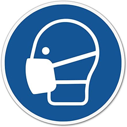 Aufkleber Maske benutzen - Ø 20 cm ISO 7010 M016 - Sticker Schutzmaske - hin755