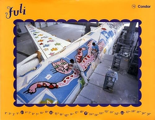 Plakat James Rizzi Condor Kalender 1998 Juli Bird auf Boeing 757 auf Platte