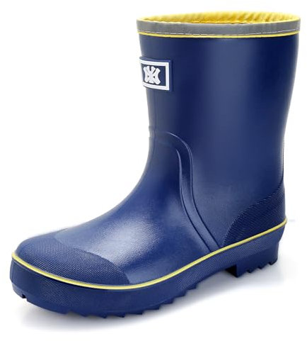 Jesindr Stivali Gomma Uomo, Pioggia Antiscivolo Adulto Antinfortunistica Stivali, Leggere Comodeda Esterno Scarpe da Giardino, Blu Giallo Senza Cordoncini, 42 EU