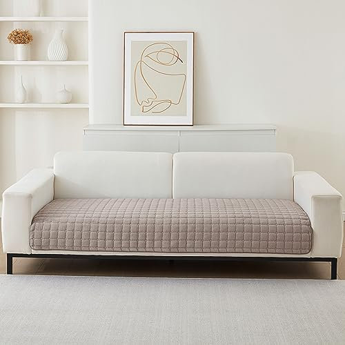 Samt Sofabezug 1 2 3 4 Sitzer Sofabezüge Couchbezug L Form Ecksofa Sofa Couch Überwurfdecke, Sofahusse Sofaüberwürfe rutschfest Sofa Abdeckung (Beige, 70 * 180cm Stückweise Verkauft)