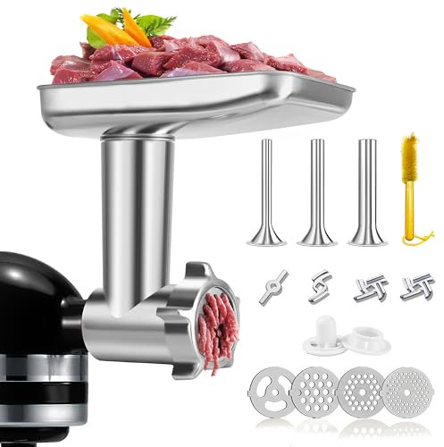 GLINK Stainless Steel Meat Grinder Attachment for KitchenAid, Sausage Stuffer, Dishwasher Safe