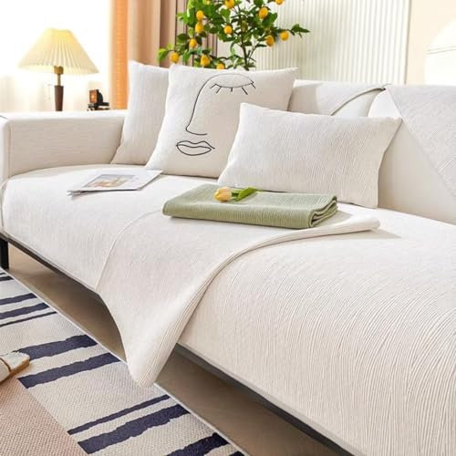 Sofabezug Ecksofa L Form, Couch Überzug U Form, 1 2 3 4 Sitzer Sofa Überzug us Chenille-Stoff mit Fischgrätenmuster, Sofaüberwurf Sofaschoner rutschfest, Pets Dog Sofa Überwurf Sofaschutz