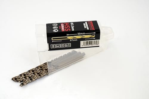 Ferrcan Brocas para metal HSS DIN338 M35 5% cobalto Turbomax para taladrar en acero inoxidable, hierro y otros metales paquete de 5 unidades por medida (2.5mm)