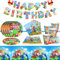 Sinwind Super Mario Partygeschirr Set, 56 Pcs Super Mario Geburtstag Geschirr Kit, Super Mario Party Deko, Partyzubehör mit Teller, Becher, Tischdecke, Servietten, Banner (B)