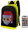Pixel Art Laptop Rucksack Dynamic College Computer Umhängetasche Crelander Personalisierte Geschenke für Frauen und Männer, App-gesteuerte 64X64 RGB LED-Bildschirm (yellow)