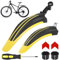 Hejo Fahrrad Schutzblech Set, Universal Schutzbleche Mountainbike mit 2 Roten Reflektoren Aufkleber Sticker, Einstellbar Vorne Hinten Mudguard Schutz für 24-29 Zoll MTB Rennrad (Schwarz ＆ Gelb)