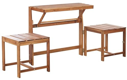 Beliani Wandelbare 2-in-1 Gartenbank Akazienholz Hellbraun 90cm 2-Sitzer Holzbank Tuenno