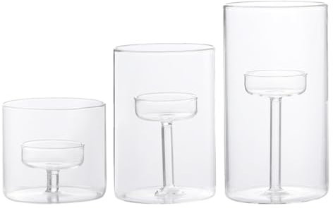 Bougeoir À Réchaud en Verre | 3 Porte-Bougies À Réchaud | Support De Bougie Élégant Et Vintage | Porte-Bougies À Réchaud Transparent pour Mariage/Rassemblement/Partie