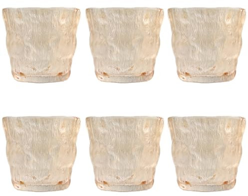 UNISHOP Set de 6 Vasos de Cristal Agua y Bebidas Alcoholicas, Vasos Colores Ambar 290ml, Diseño Elegante, Vidrio sin Plomo, Perfecto para Hogar, Restaurantes