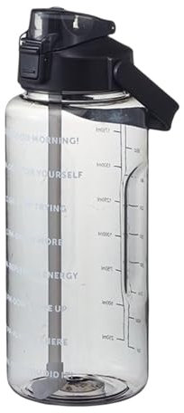 Raypontia Bouteille Sportive - Bouteille Sport 2L, Gourde Grande Capacité,gourde Grande Paille, Gourde Paille 2l, Grande Gourde Avec Paille, Gourde Camping Pour Salle Sport En Plein Air(Noir)