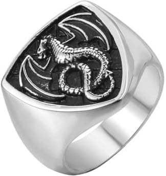 Caiduoduo Vintage Flying Dragon Ring Nordic Viking Edelstahl Drachenringe Für Herren Frauen Punk Biker Schmuck Amulett Geschenk