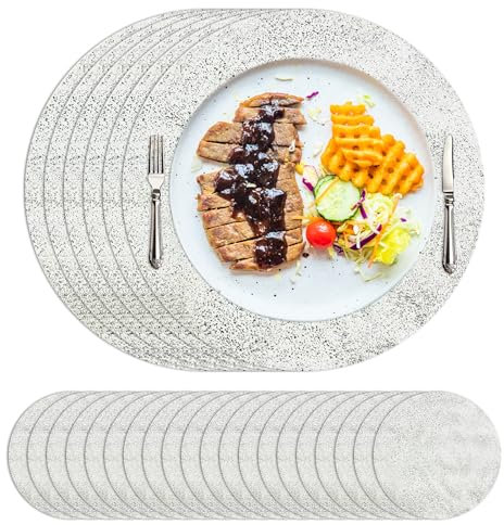 Set di 100 tovagliette usa e getta, 33 cm, rotonde, metalliche, in lamina intrecciata, ultra sottile, per tavolo da pranzo per matrimoni, compleanni e feste