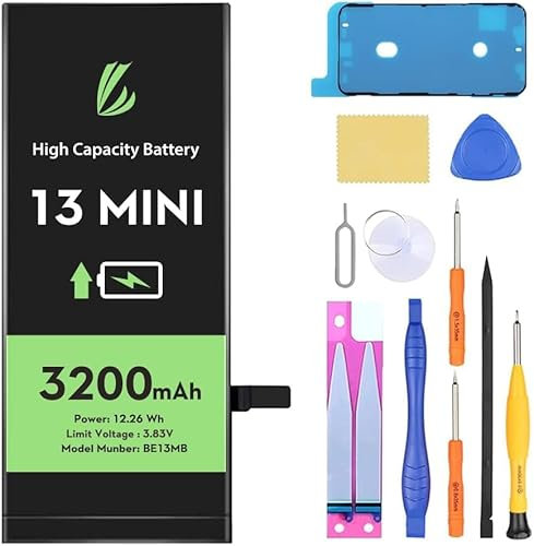 LL TRADER Akku für iPhone13 Mini, 3200 mAh Lithium-Ionen-Akku, hohe Kapazität, mit Reparaturwerkzeugen Neu