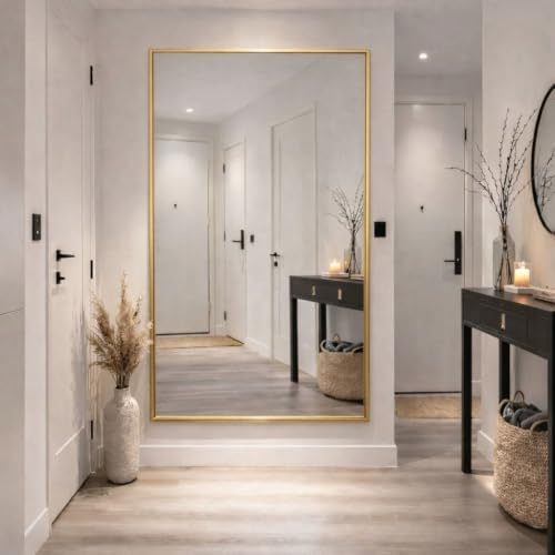 Jobu Full Length Rectangle Mirror 180cm x 105cm, Gold Metal Frame
