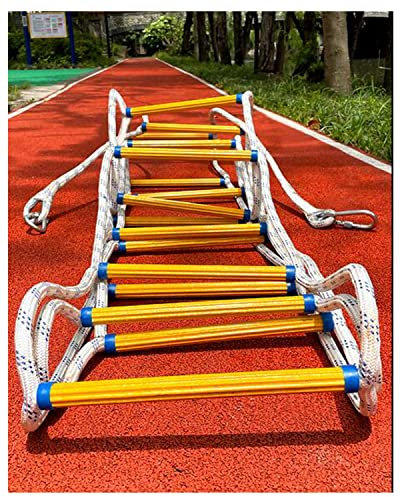 VNGBFGDFVN 9,84 Fuß Not-Feuer-Fluchtseilleiter Weiche Leiter Sicherheitsschnur Rettungsleiter rutschfeste Sprossen Sphooks Kletter-Fluchtleiter/3M/10Ft