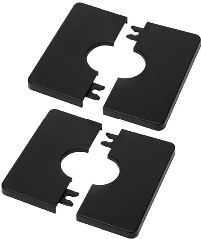 2 Pièces Cache-Tuyaux Carrés en Plastique ABS Autocollants, Couverture Décorative pour Tuyaux de Douche de 26 mm de Diamètre, Couvercles de Tuyau de Douche Plaque de Carrée, Noir