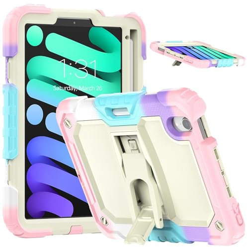 Tablet-Schutz Case Compatible with iPad Mini 7 (A17 Pro) 2024/ Mini 6 8.3 Inch Case,for iPad Mini 7th/6th Generation High-Impact Shockproof Rugged Hard PC Bumper Kickstand Protective Case with Pencil