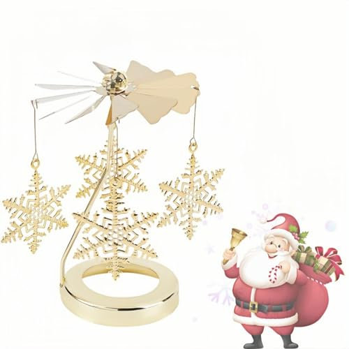 Geburtstagskerzen Schneeflocke Kerzenständer Rotierende Cake Topper Geburtstag Engel Figur Weihnachtsengel Rotierender Teelichthalter,füR Tischdekoration Geschenk Teelicht Heimdekoration