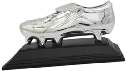 Sharplace Fußballtrophäe mit goldenem Schuh, Fußballspieltrophäe, Sammlerstatue, Fußballtrophäe, Kunstharztrophäe für Wohnzimmermöbel und -Schrank, Silber