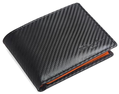 Hudson & James Genuine Leather RFID Blocking Wallet Men’s with Card Holder, banknote compartments, Coin Pocket, Minimalist Wallets for Men UK with Gift Box (Orange)