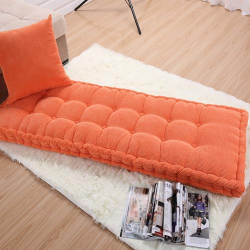 Generisch 10cm Dickes Sitzkissen Outdoor, Bankauflage Bankkissen, Gute Qualität Waschbare Gartenbank Auflage, Rechteck Sitzkissen Für Außen & Innen Sitzbank & Hollywoodschaukel,Orange,55x110cm