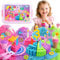 Billeeit Cake & Ice Cream Sensory Bin Sand Toy, Play Sand Kit Sensory Toys w/lid and 4 Color Magic Sand 2.2lbs, Molds, Tools Set 43pcs Total for Toddlers, Sensory Play Sand Bin Fun Gift for Kids 3+