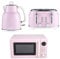 Salter Retro Pink Kettle, Toaster & Microwave Set – 1.7L Rapid Boil Kettle, 4-Slice Toaster, 6 Browning Levels, Safety Features, 20L Digital Microwave with 8 Auto Cook Presets, 25.5 cm Glass Turntable
