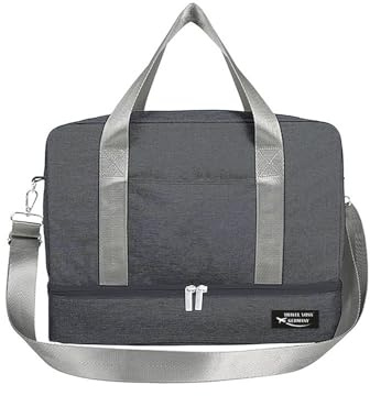 Gustav Voss Reisetasche Umhängetasche 40 x 28 x 22 cm Tragetasche Schultertasche Sporttasche Badetasche Handgepäcktasche (Grau)