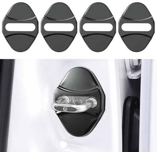TOMALL - 4 Pack Car Door Latch Cover Compatible with Jaguar XE/XF/XEL/XFL/E-PACE/F-PACE Car Specific Waterproof Stainless Steel Exterior Accessories (Black)