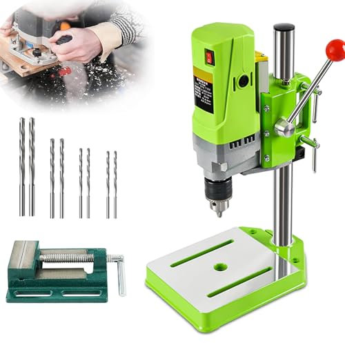 QYLTTDM 710W Drill Press Stand, Electric Bench Drill Press Holder, Speed Speed Design, Height-Adjustable 60mm, Workbench Repair Tool, Adjusted 90° Ball Handle Design, DIY Wood Drilling Machine