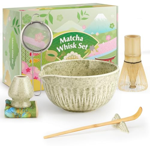 20Oz Matcha Whisk Set,7 Pcs Matcha Kit Includes Matcha Bowl, Whisk & Holder, Bamboo Scoop, Scoop Rest, Sifter & Tea Towel - Perfect for Matcha Tea Ceremony