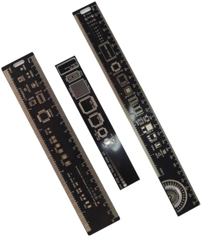 Enwye Multifunktionales PCB-Lineal 15/20/25 cm Messwerkzeug für Elektroniktechniker - Integrierter Multifunktionskunststoff, schwarz (3 Stück)