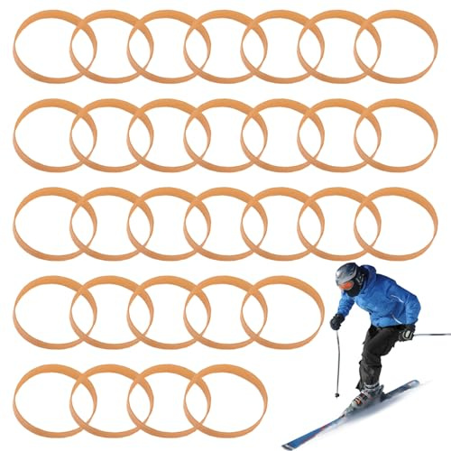 Comioke 30stk Bremshalter für Ski, Skibänder Ski Klettband Verstellbar, Durchmesser Gummi-Bremshaltebänder für Snowboard Draussen Wintersport-Zubehör