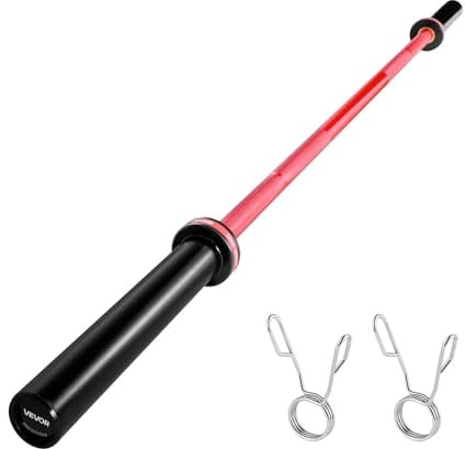 VEVOR 6FT Barbell Bar, Fits 2-Inch Weight Plates, Barbell Bar with Knurled Grip for Strength Training, Weightlifting, Squat, Deadlift, Bench Press, Curl, Overhead Press, 700lbs/317kg Capacity