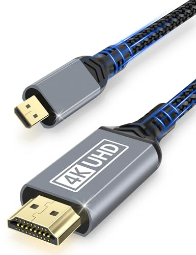ziwodiv Micro HDMI to HDMI 4K@60Hz, 2M Cavo Micro HDMI, 3D HDR Dolby Micro HDM I a HDMI Compatibile con Raspberry Pi 5/4, GoPro Hero 9/8/7/6, DSLR, Videocamera, Cámara, TV, PC, Laptop