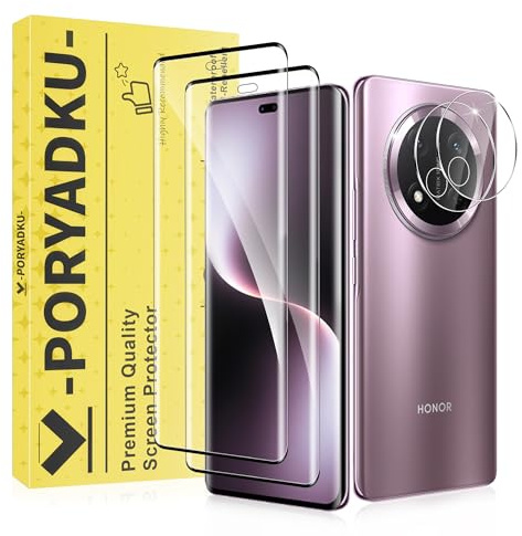 WILLONE 2+2 Pièces Verre Trempé pour Honor Magic 7 Lite + Caméra Protecteur, Déverrouillage d'empreintes digitales, Sans Bulle, Ultra HD, 9H Dureté, Protection Écran pour Honor Magic 7 Lite 5G