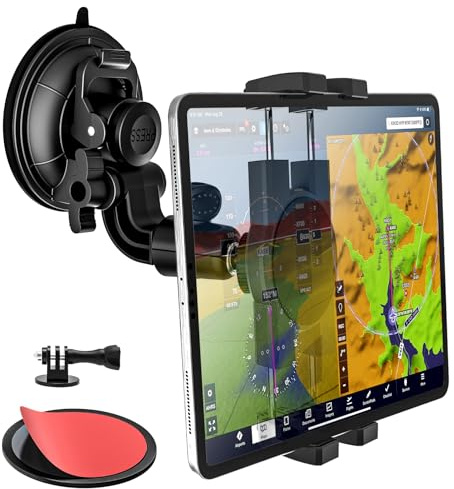 Starker Saugnapf Tablet Halterung Flugzeug Auto [Großer Vakuum-Saugnapf] | Windschutzscheibe Fenster Tablet Halter Flugzeug Cockpit Pilot für Tablets und Handys, iPad, Galaxy Tab, 4–13