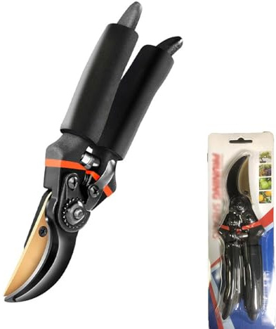 Premium Utility Garden Clippers Scissors Sponge Handle Protector, Tree Trimmers Secateurs Hand Pruners, Professional Gardening Tools for Plants and Flowers