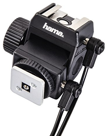 Hama Blitzneiger für externe Blitzgeräte, Mit PC-Kabel, Stufenlos 180 Grad neigbar, 48 mm Höhe, Universal, Schwarz