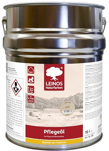 LEINOS 285 Pflegeöl 002 farblos 10 Liter | Zur Behandlung aller geölten und gewachsten Flächen wie Holz, Kork und Linoleum im Innenbereich |