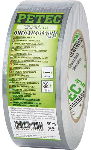 PETEC Uni Gewebeband 50m Klebeband silber Gaffa Tape Gewebeklebeband extra breit Multi Solution Tape 87450